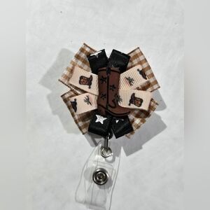 Cowboy Boot Badge Reel Country Farm Girl Western Medical ID Lanyard Name Tag NWT